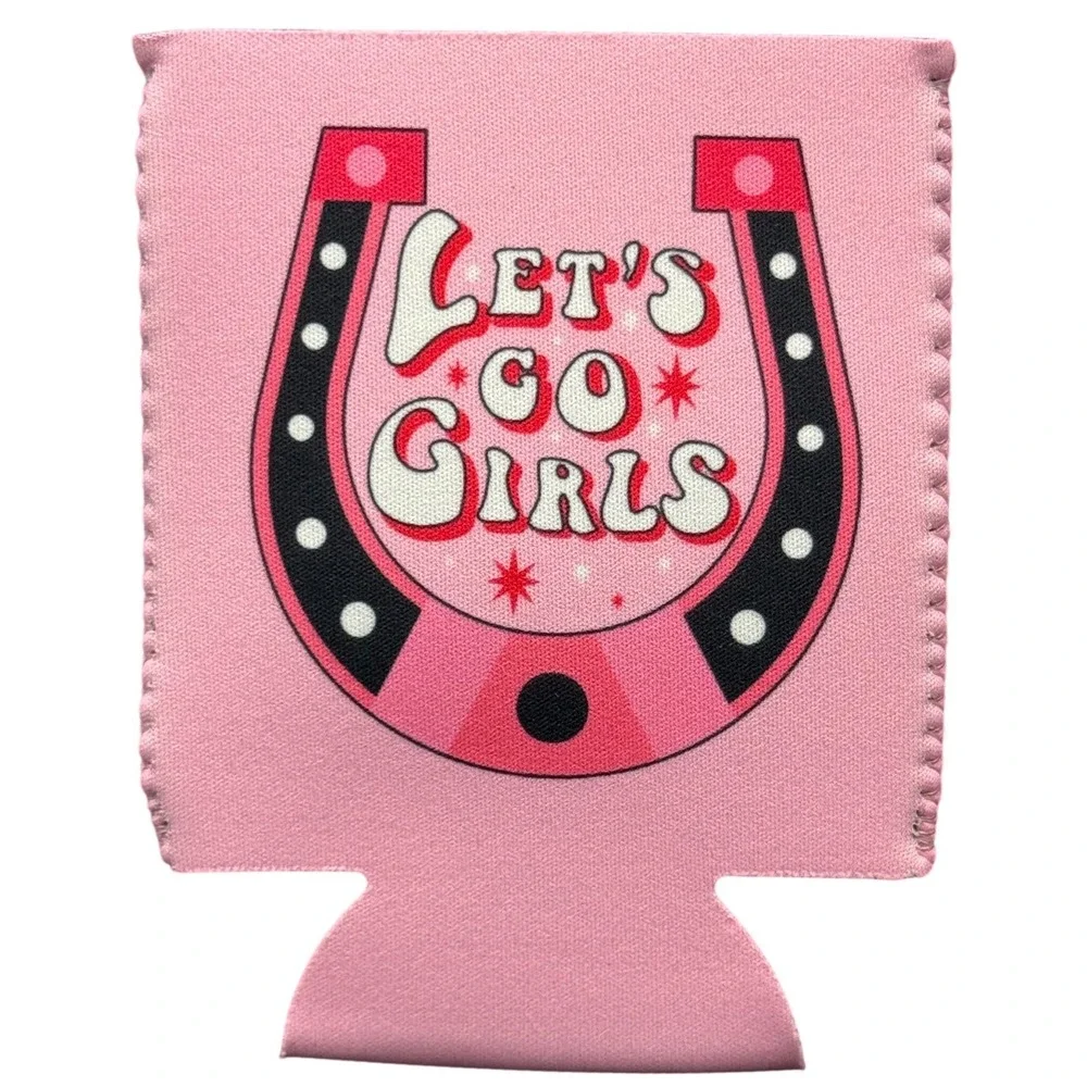 Lets Go Girls Horseshoe Drink Kolder Pink Can Cooler Sleeve Party Accessory‎